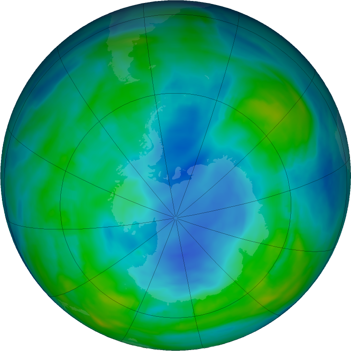 Antarctic ozone map for 20 May 2018